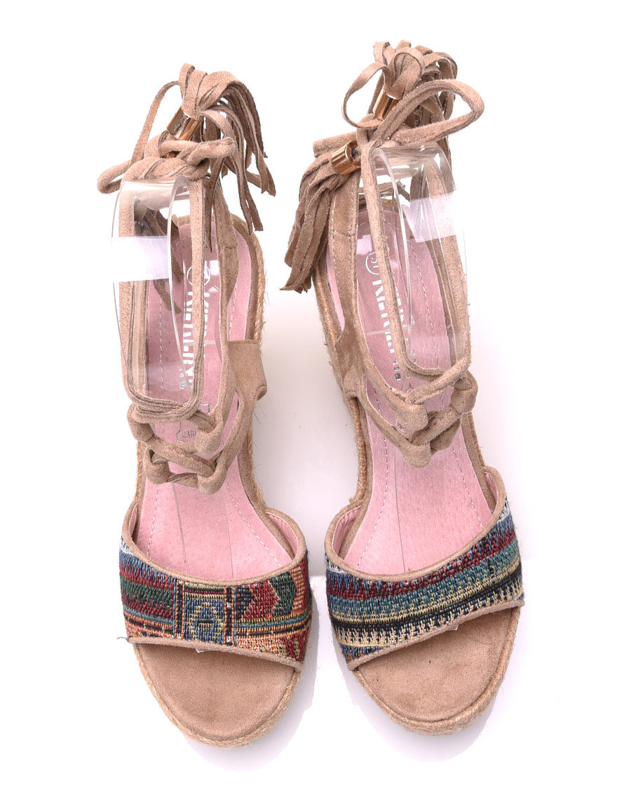 Compensées beiges bi-matières