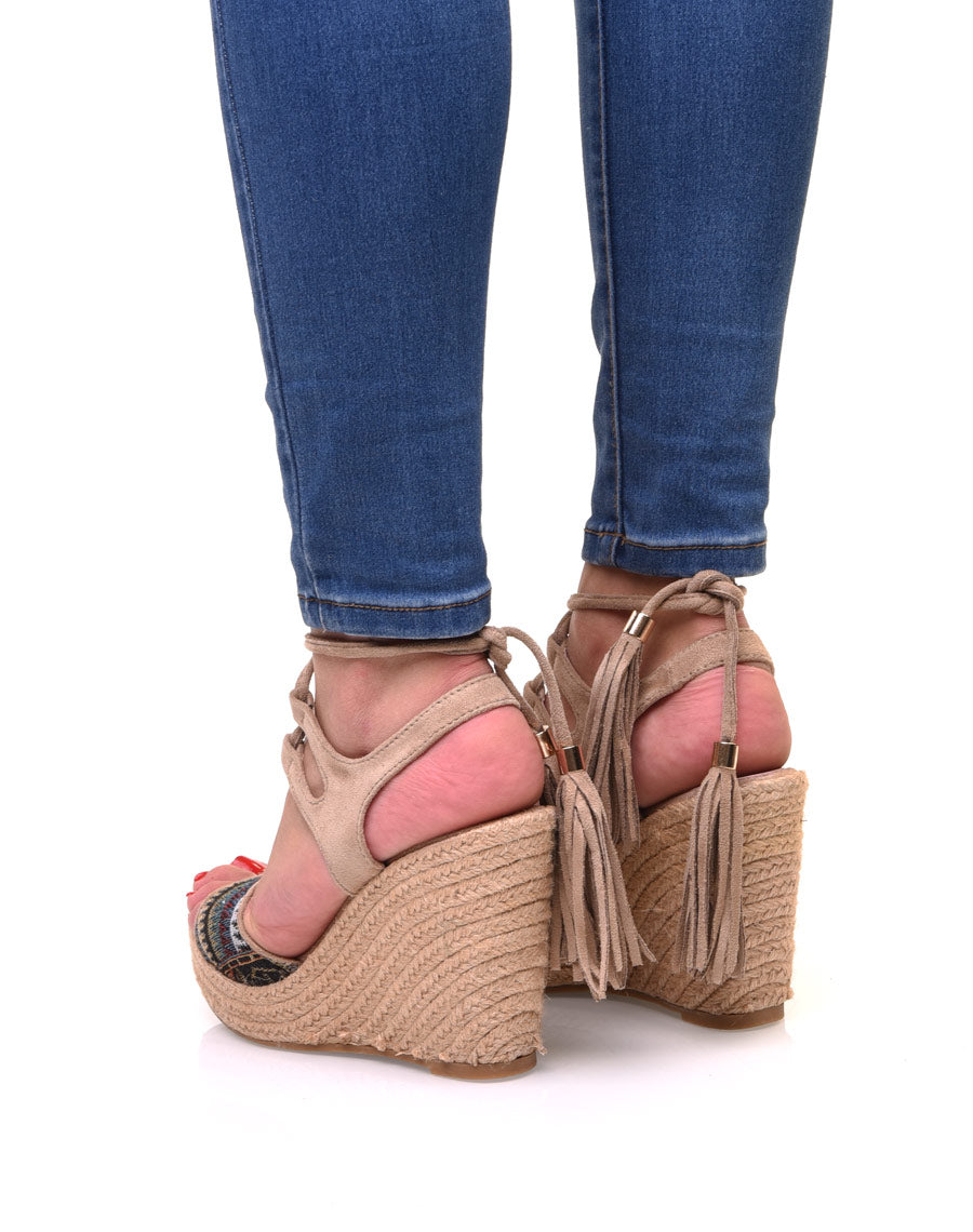 Compensées beiges bi-matières