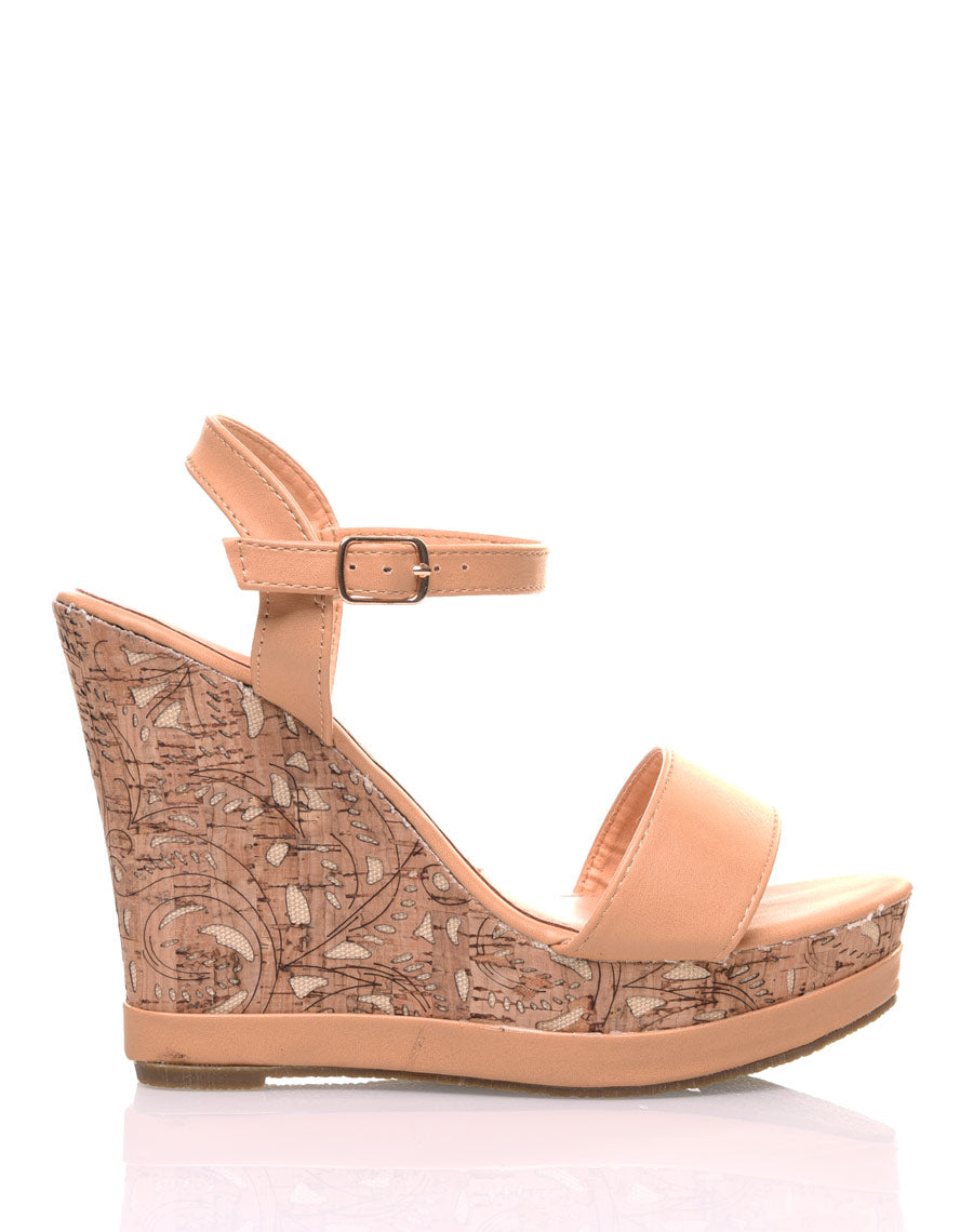 Compensées beiges ornées de fleurs