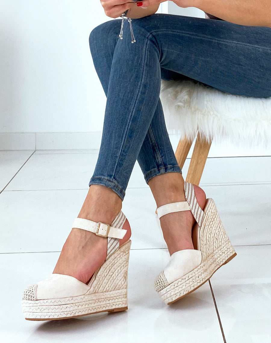 Compensées beiges style espadrille