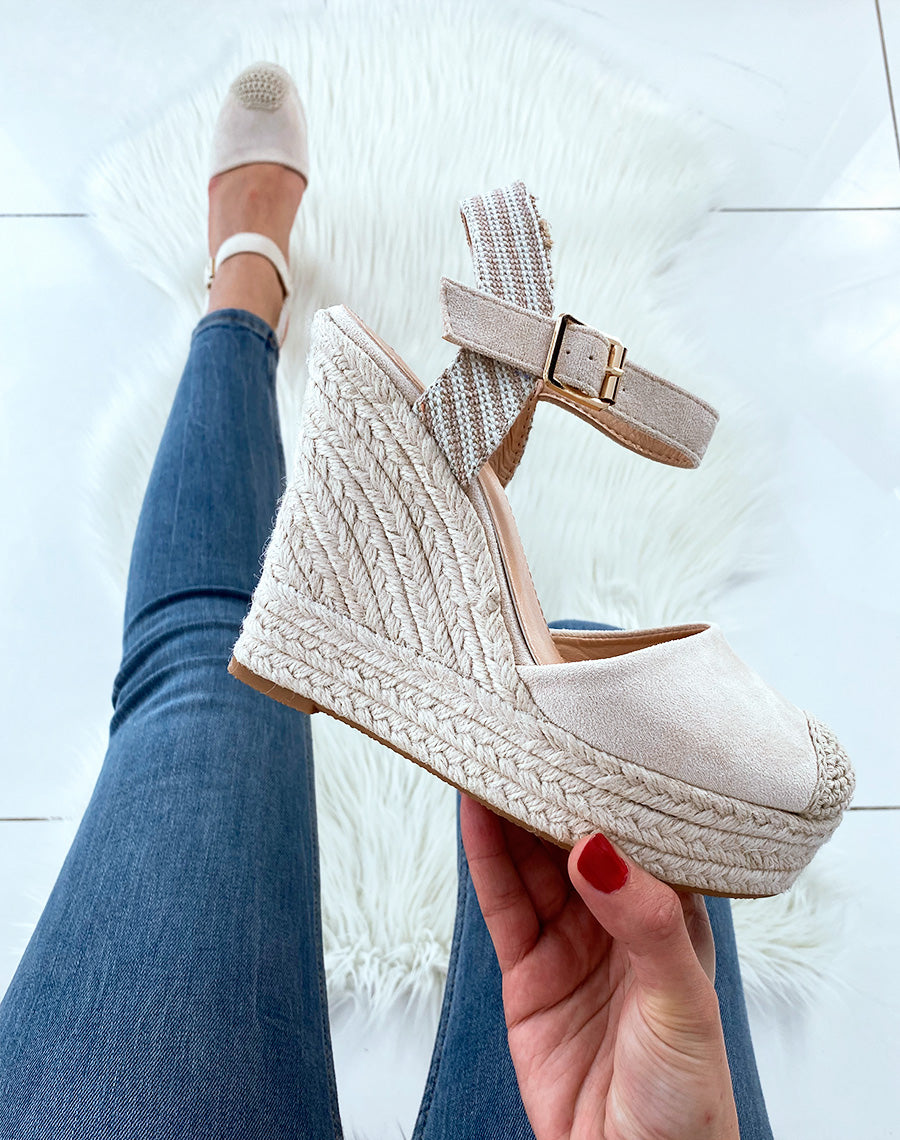 Compensées beiges style espadrille