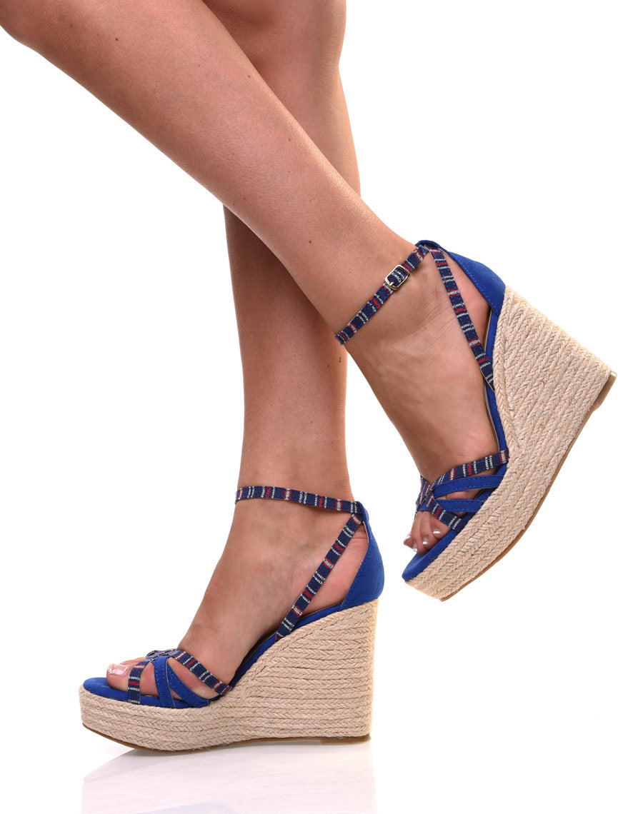 Compensées bleues bi-matières rayées