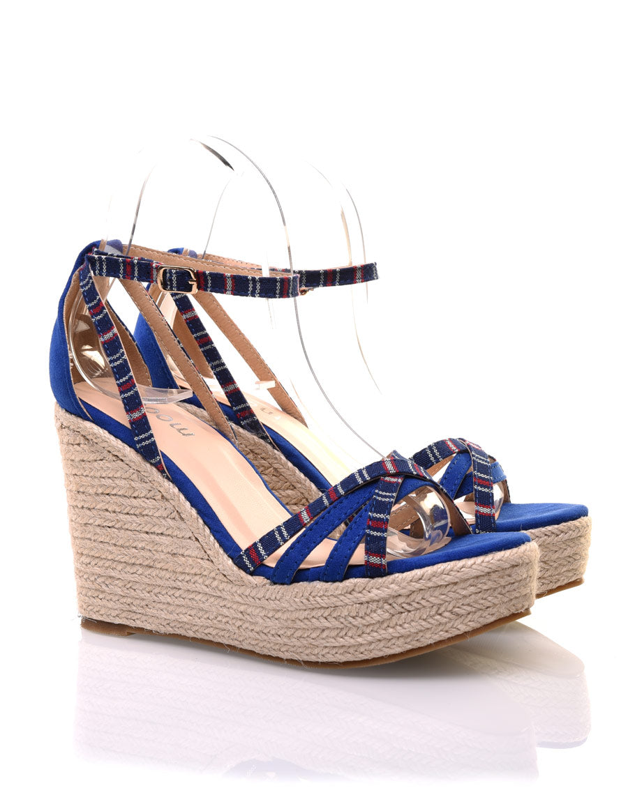 Compensées bleues bi-matières rayées