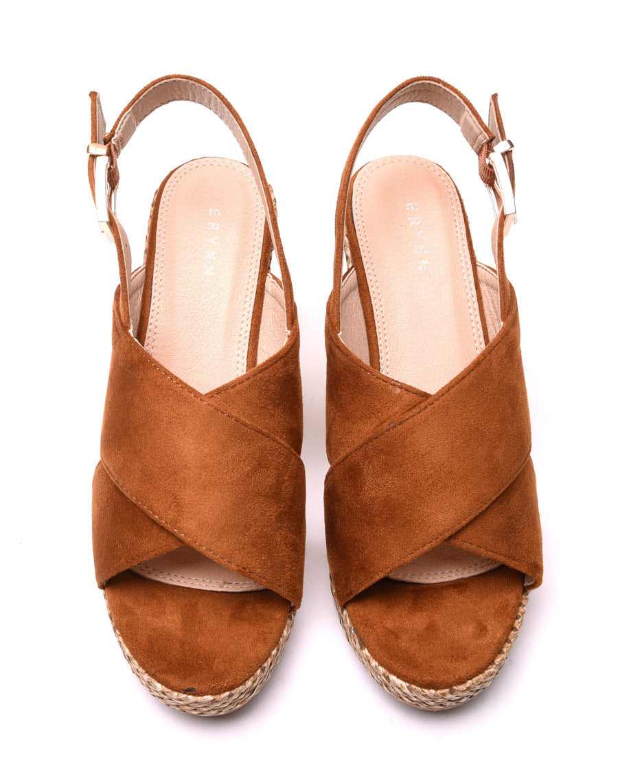 Compensées camel en suédine