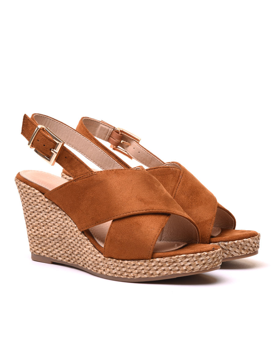 Compensées camel en suédine