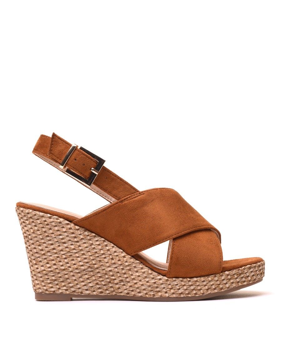 Compensées camel en suédine