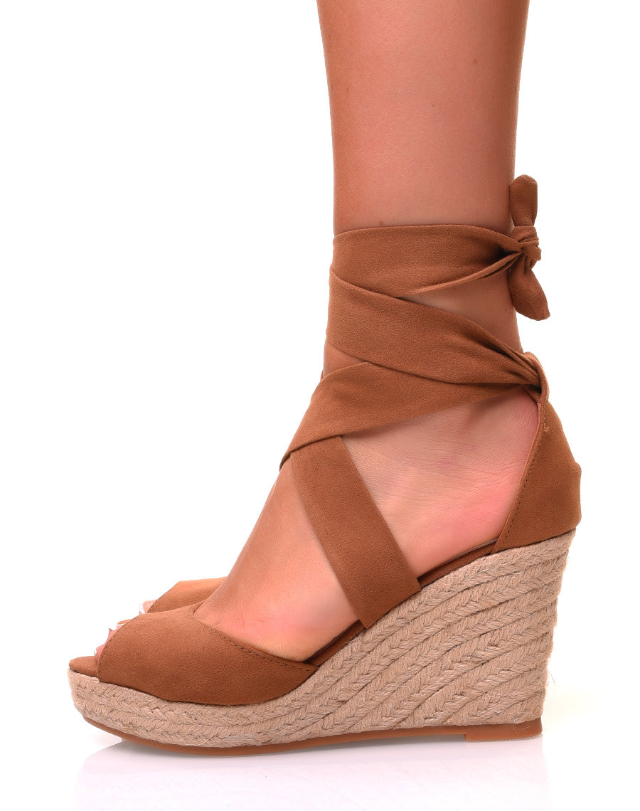 Compensées camel en suédine