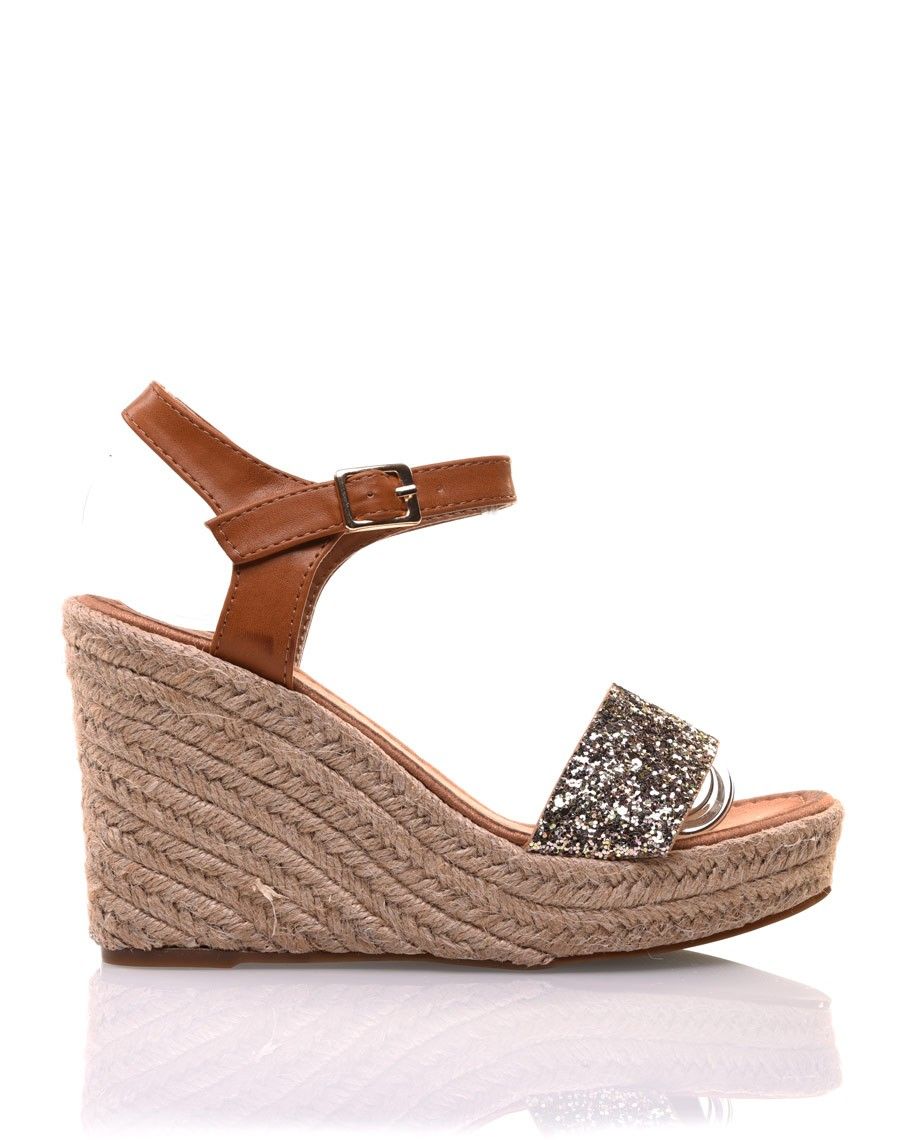 Compensées camel pailletées