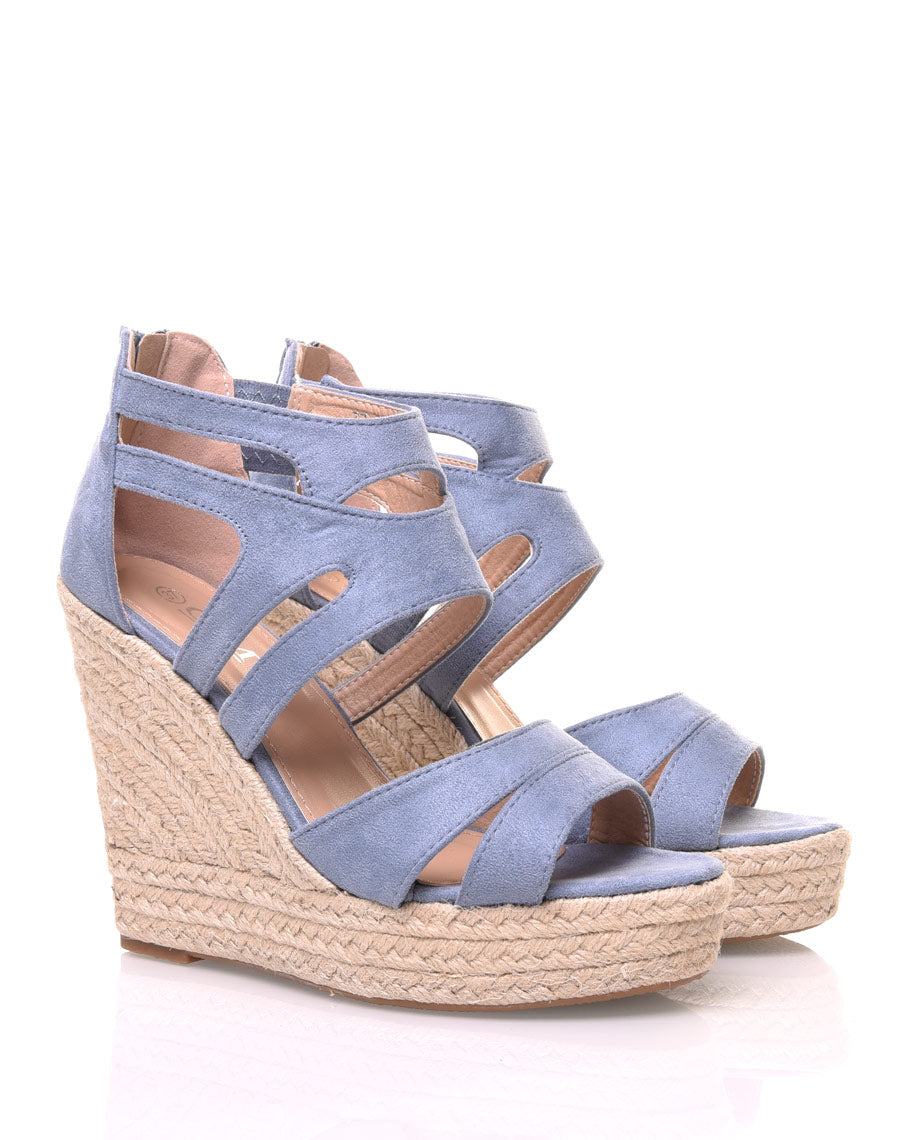 Compensées en suédine bleu