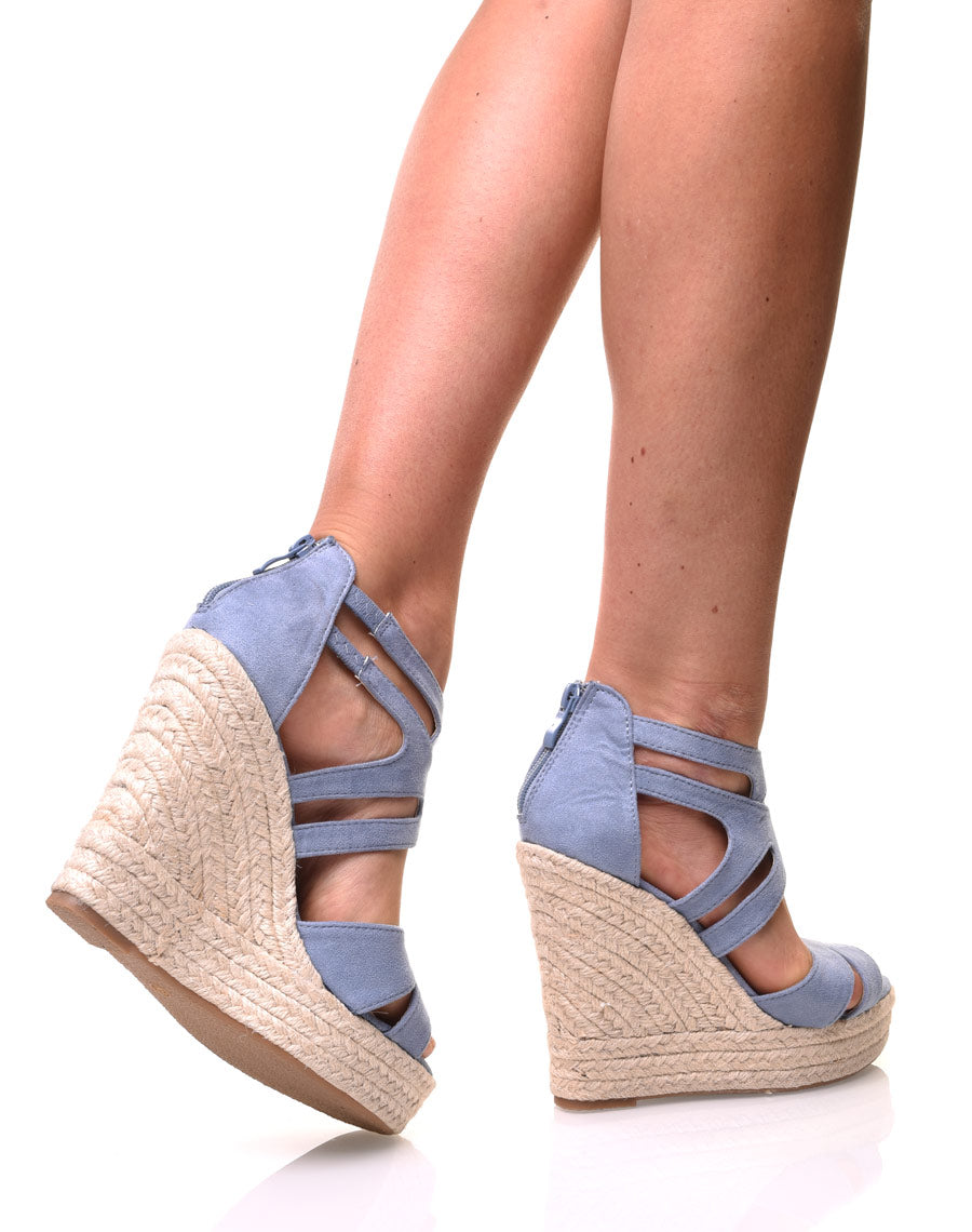 Compensées en suédine bleu