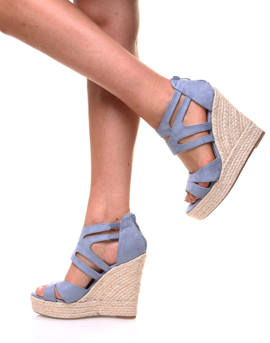 Compensées en suédine bleu