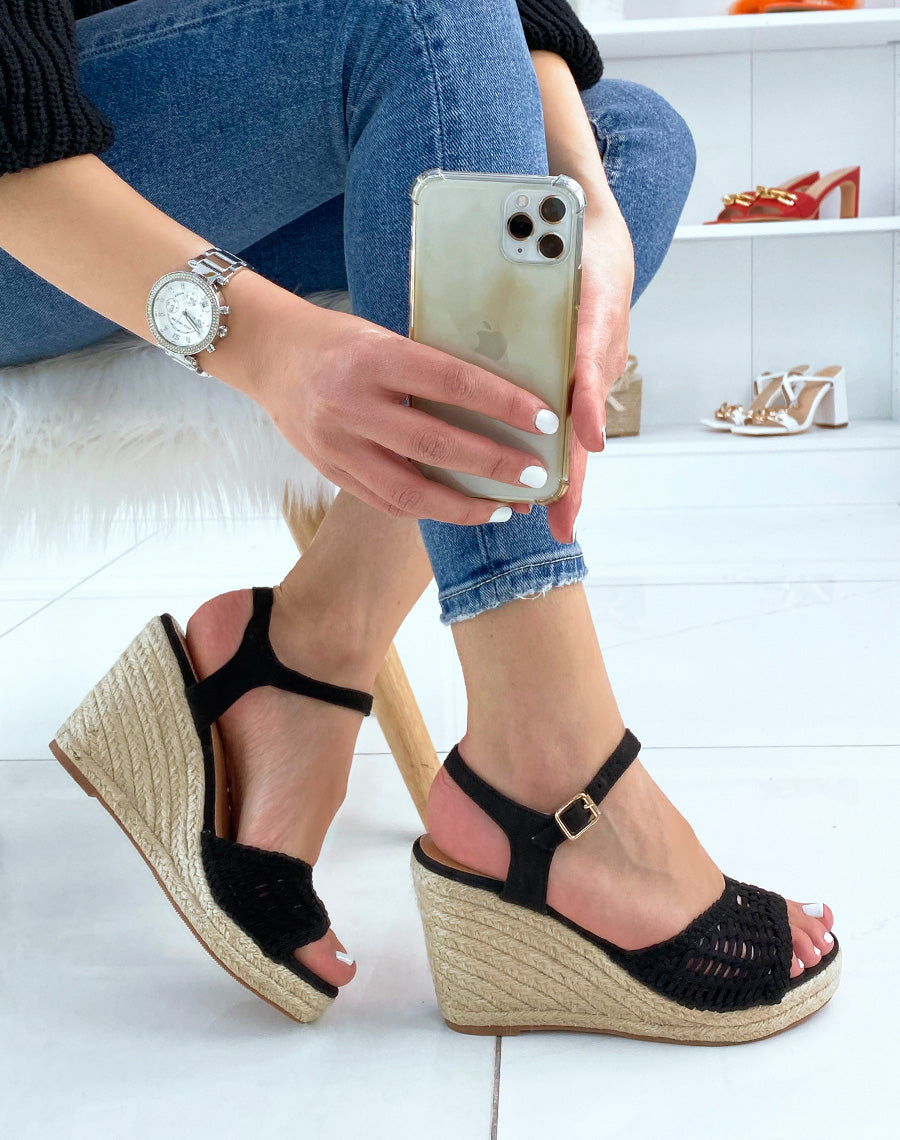 Compensées en suédine noire