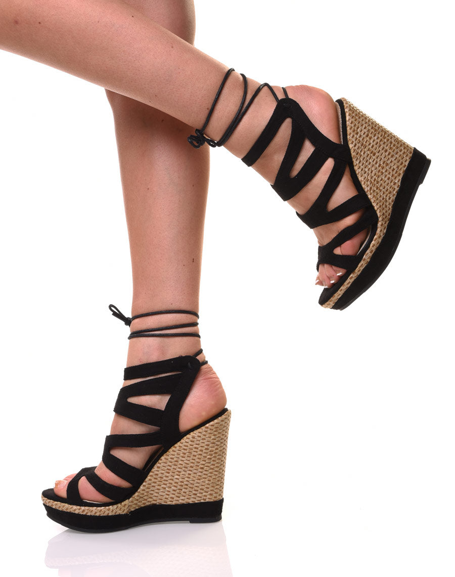 Compensées en suédine noires