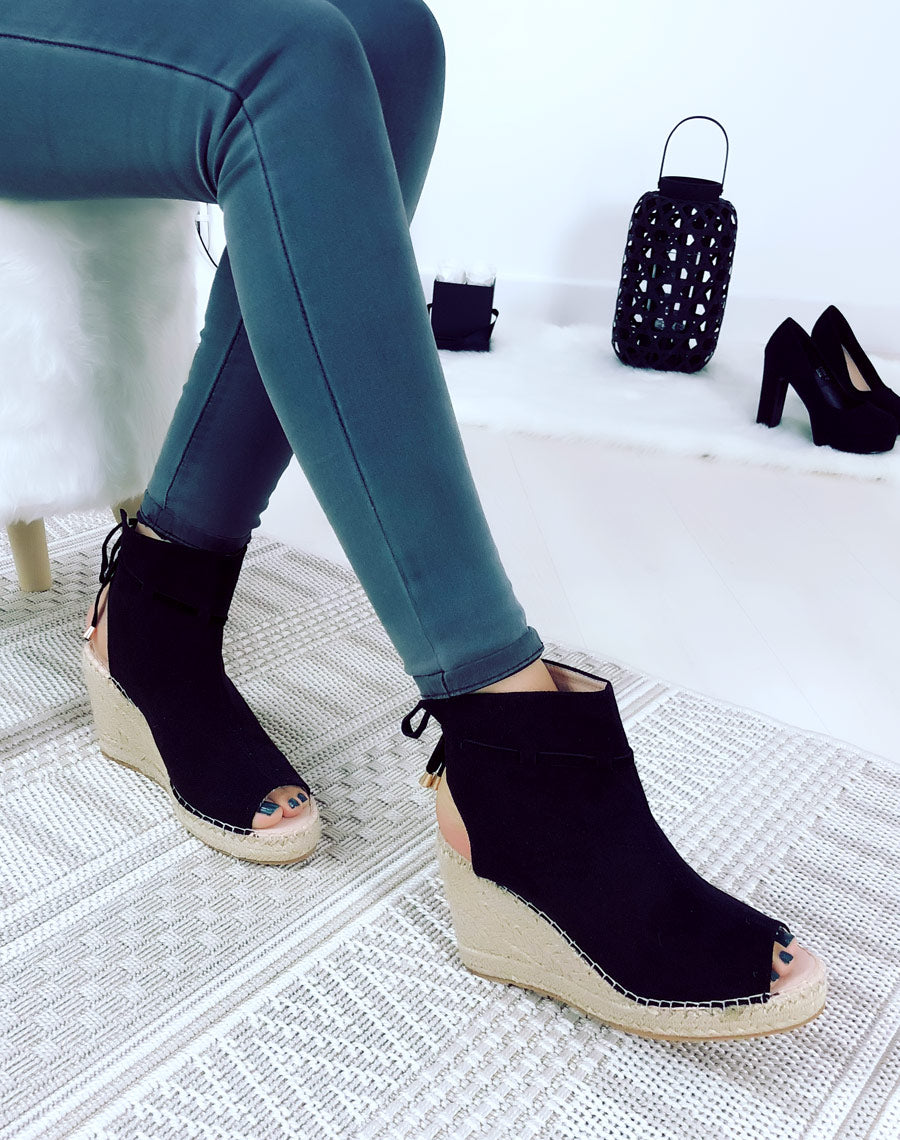 Compensées Noir en suédine