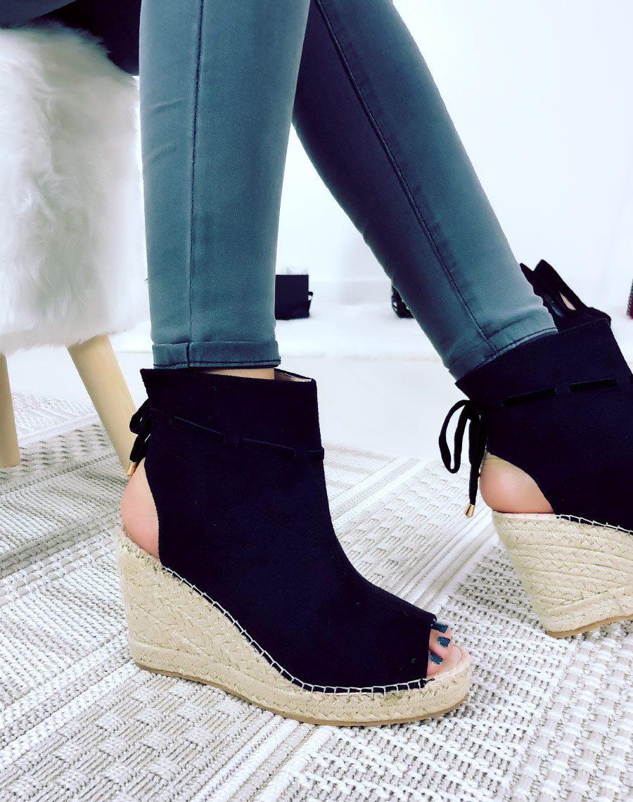 Compensées Noir en suédine