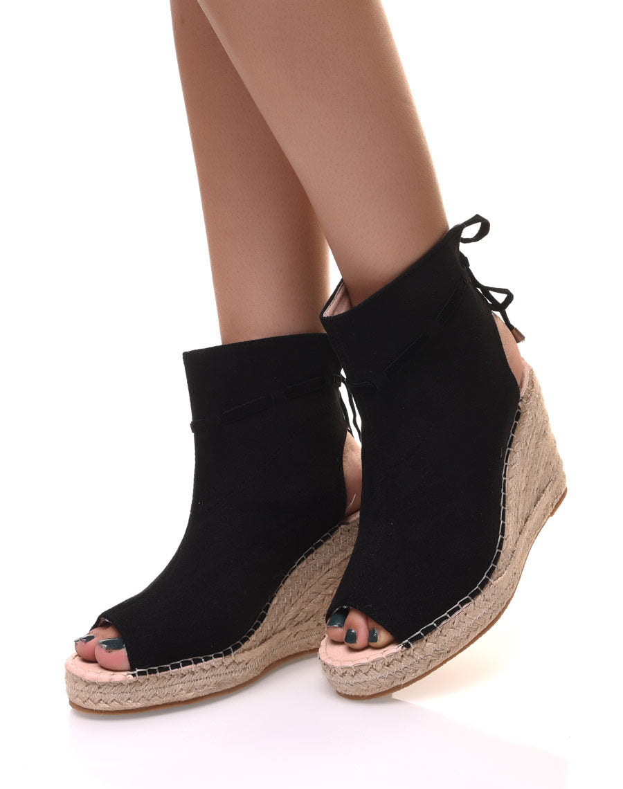 Compensées Noir en suédine