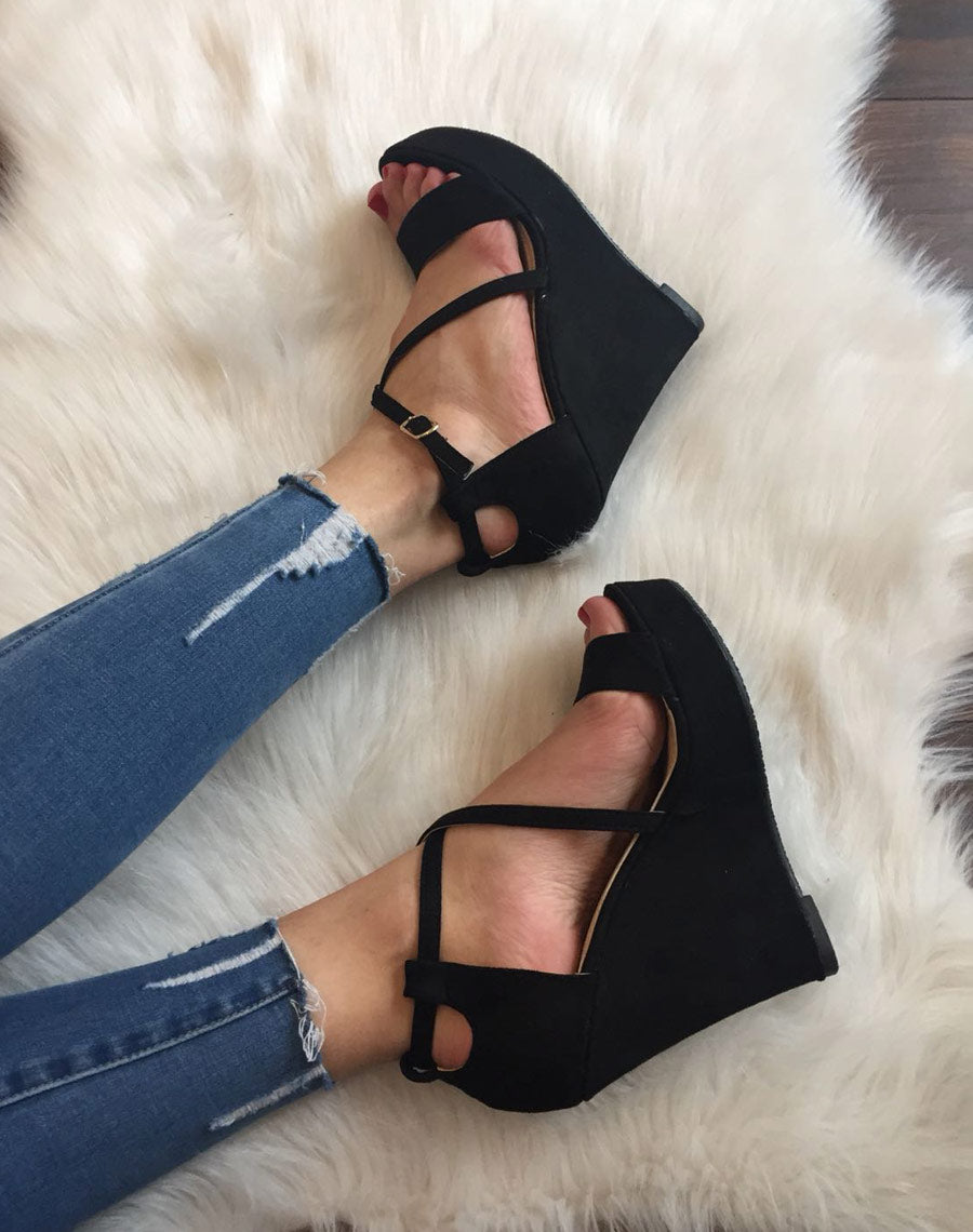 Compensées noir à lanière