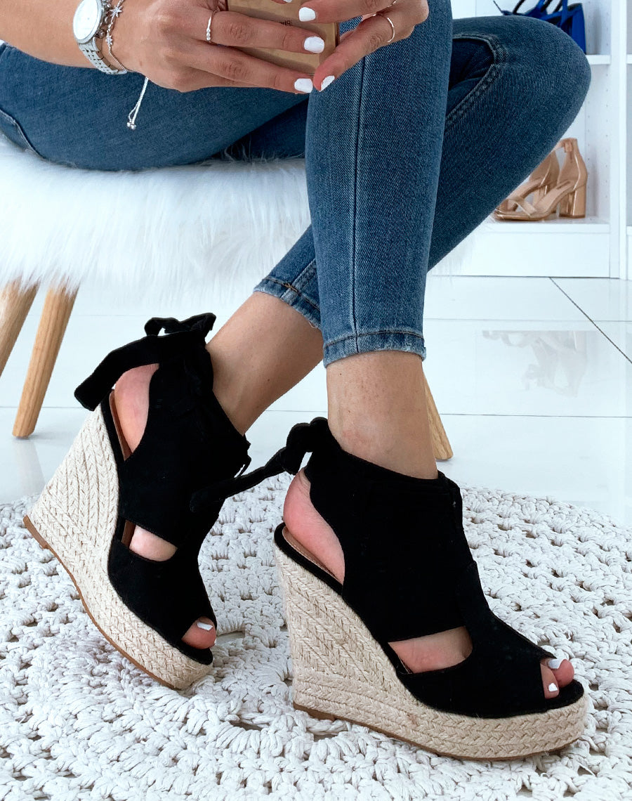 Compensées noires en suédine