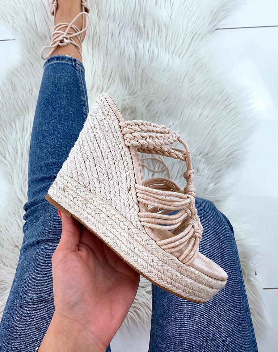 Compensées tressées beiges