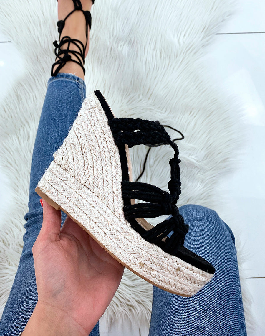 Compensées tressées noires