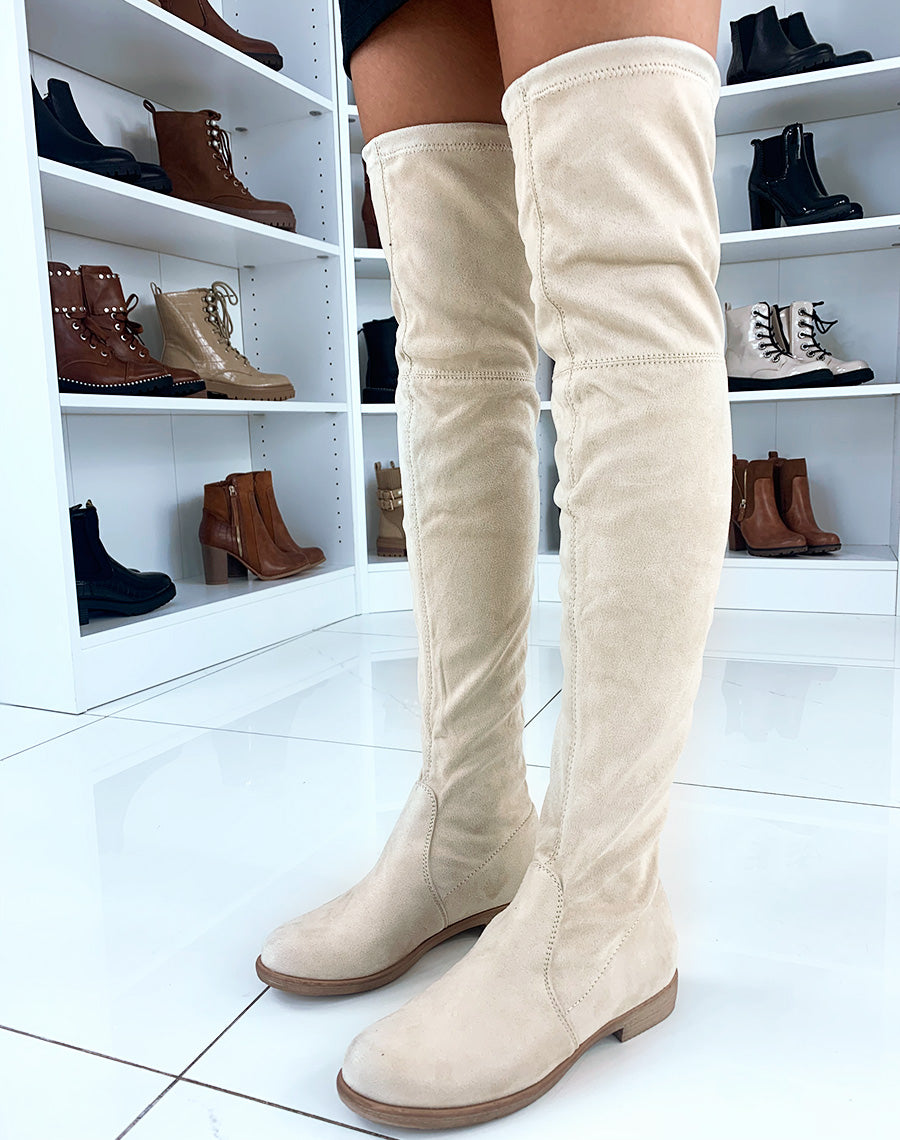 Cuissardes beiges en suédine