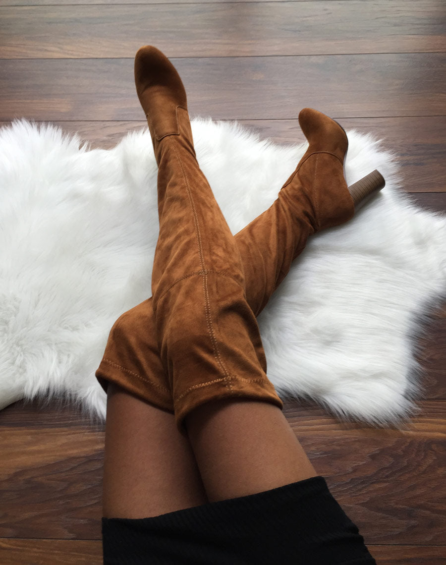 Cuissardes camel ajustables à talons