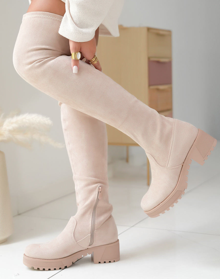 Cuissardes en suédine beige