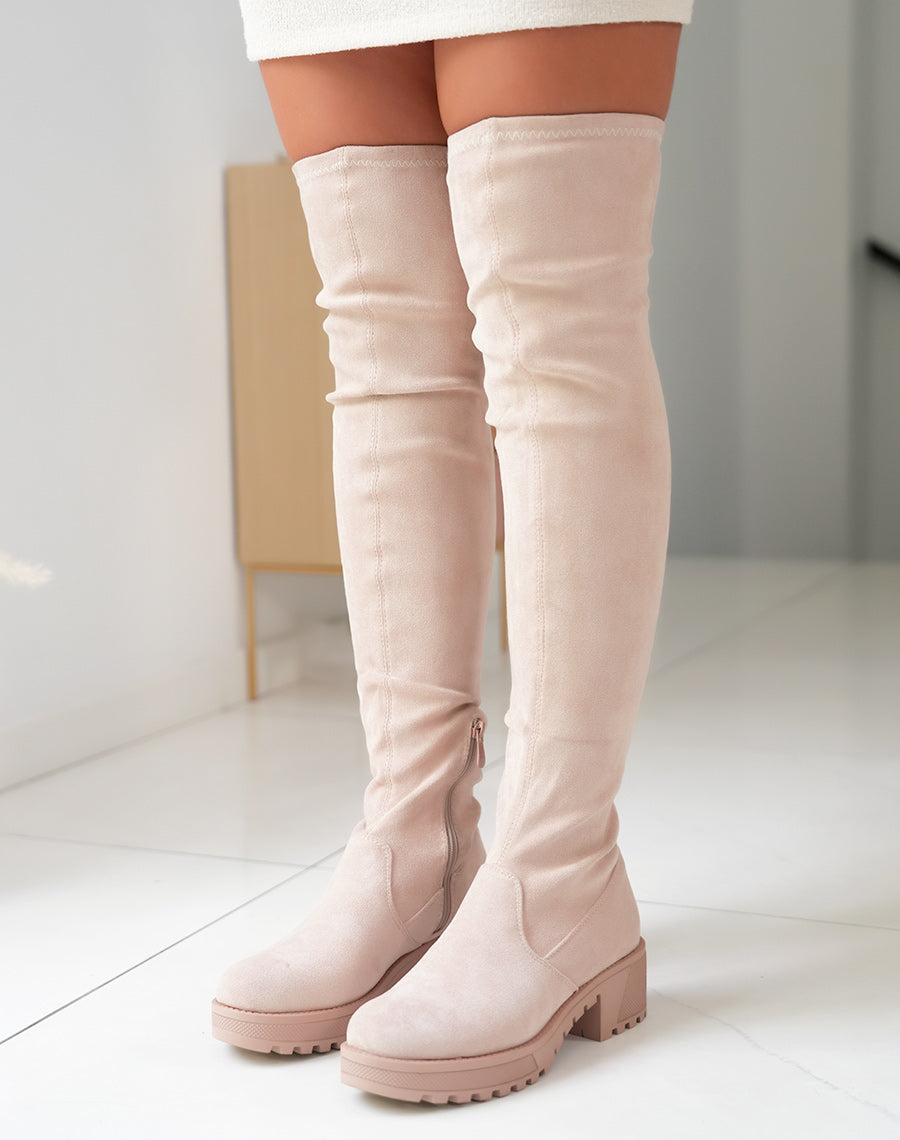 Cuissardes en suédine beige