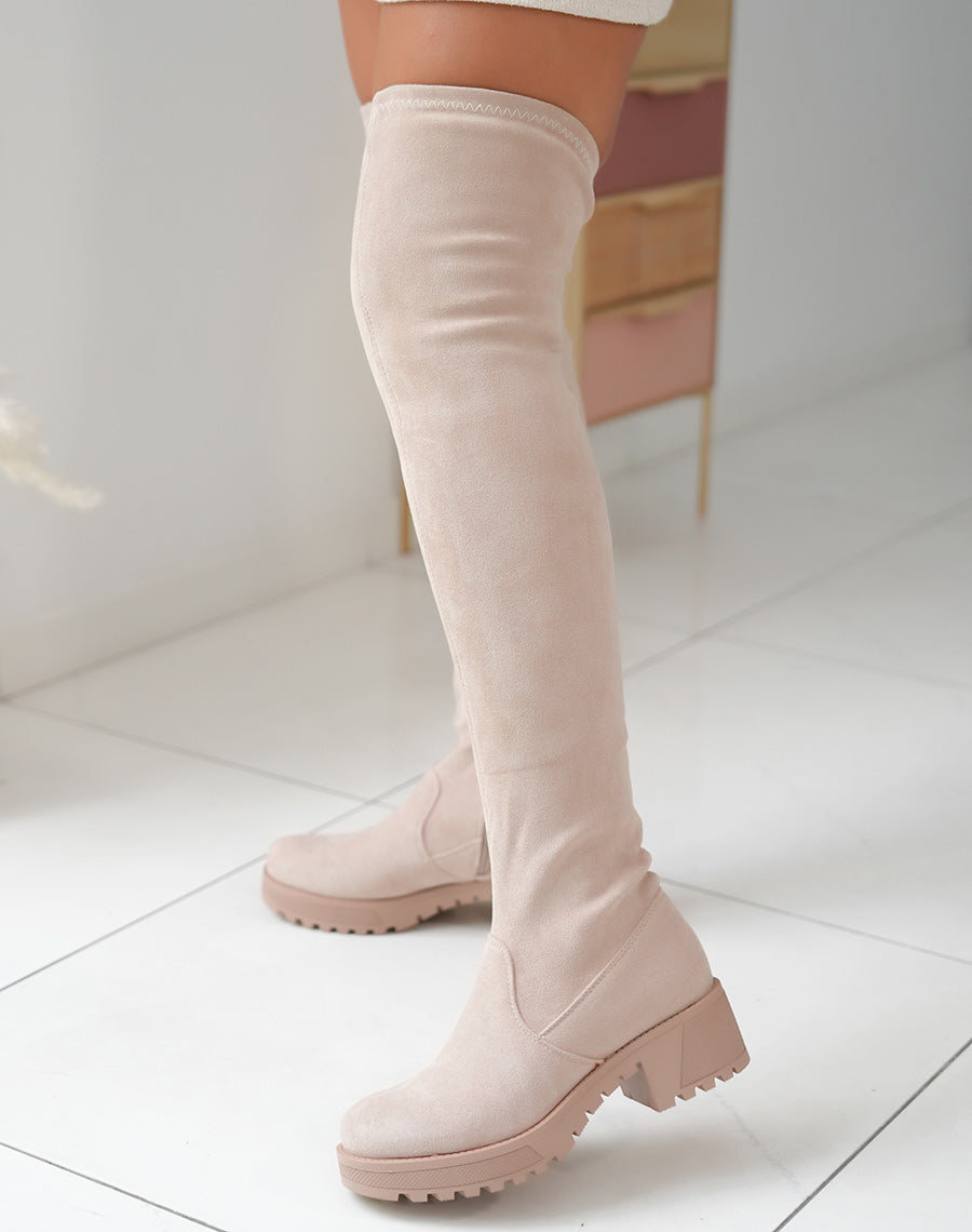 Cuissardes en suédine beige