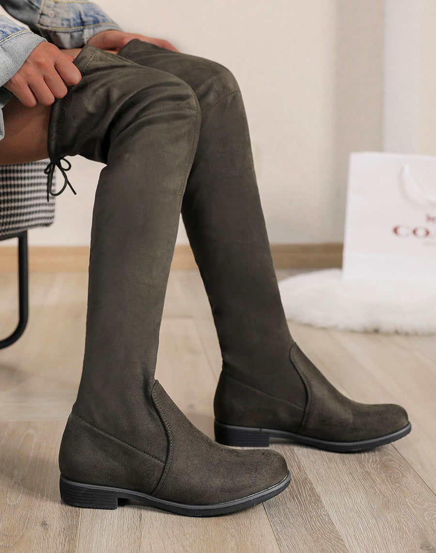 Cuissardes en suédine kaki