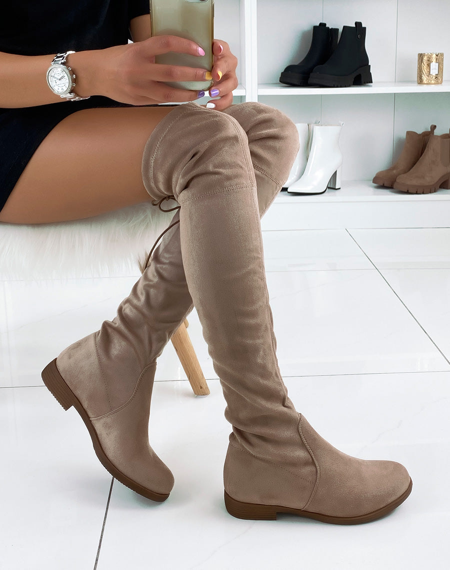 Cuissardes en suédine taupe