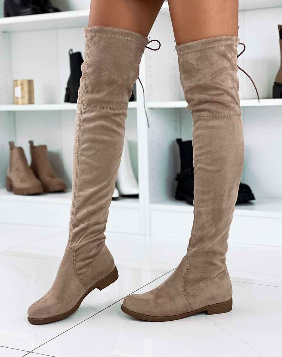 Cuissardes en suédine taupe