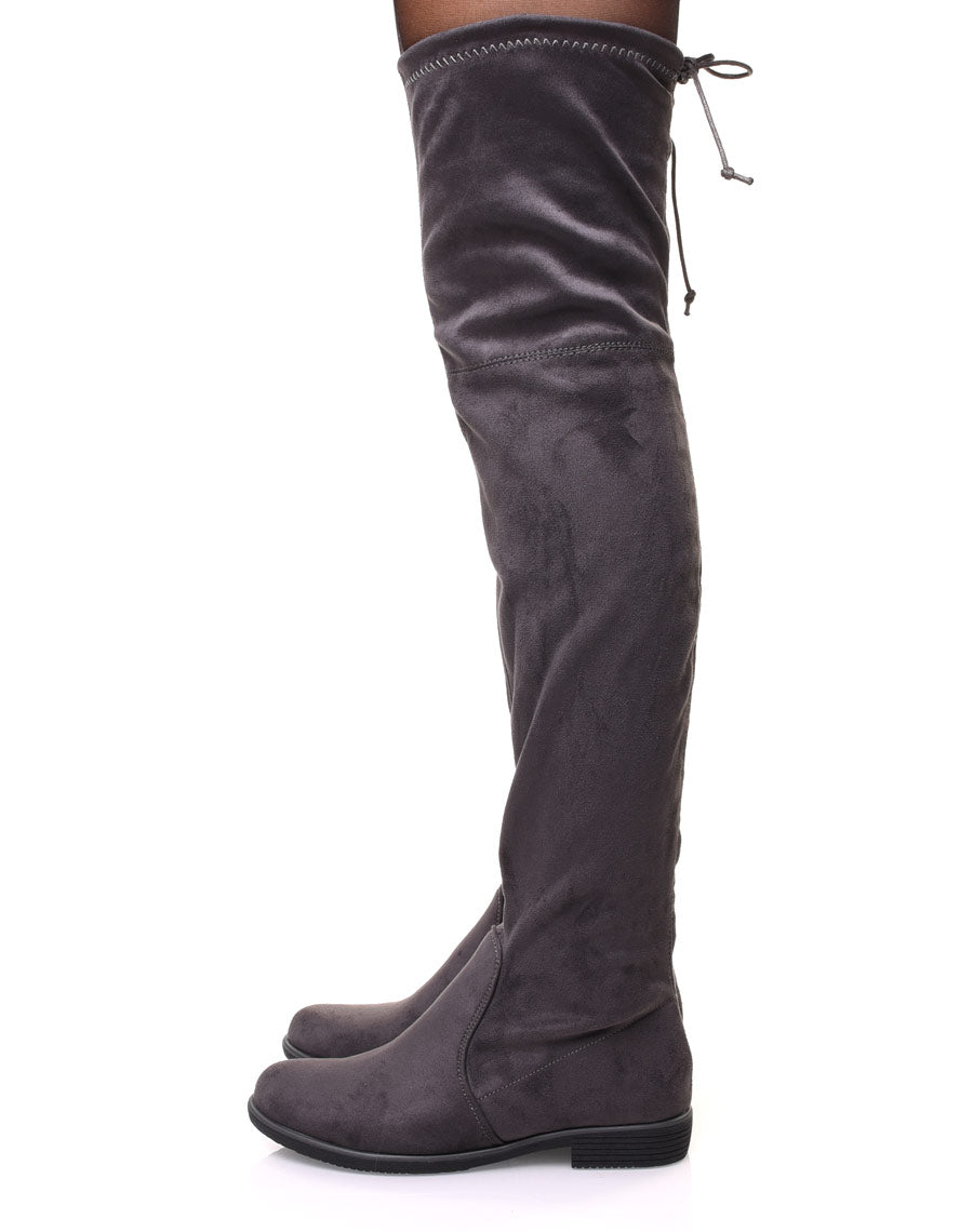 Cuissardes grises en suédine ajustables