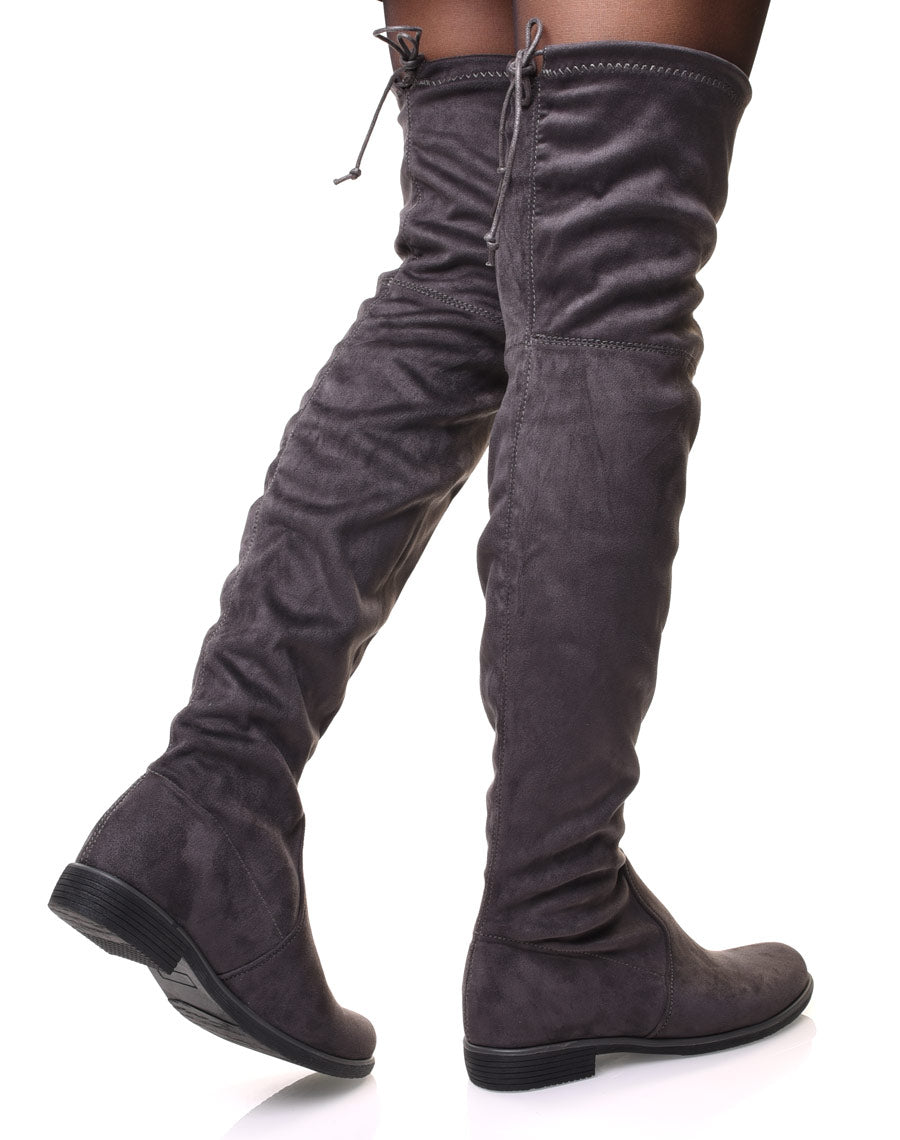 Cuissardes grises en suédine ajustables
