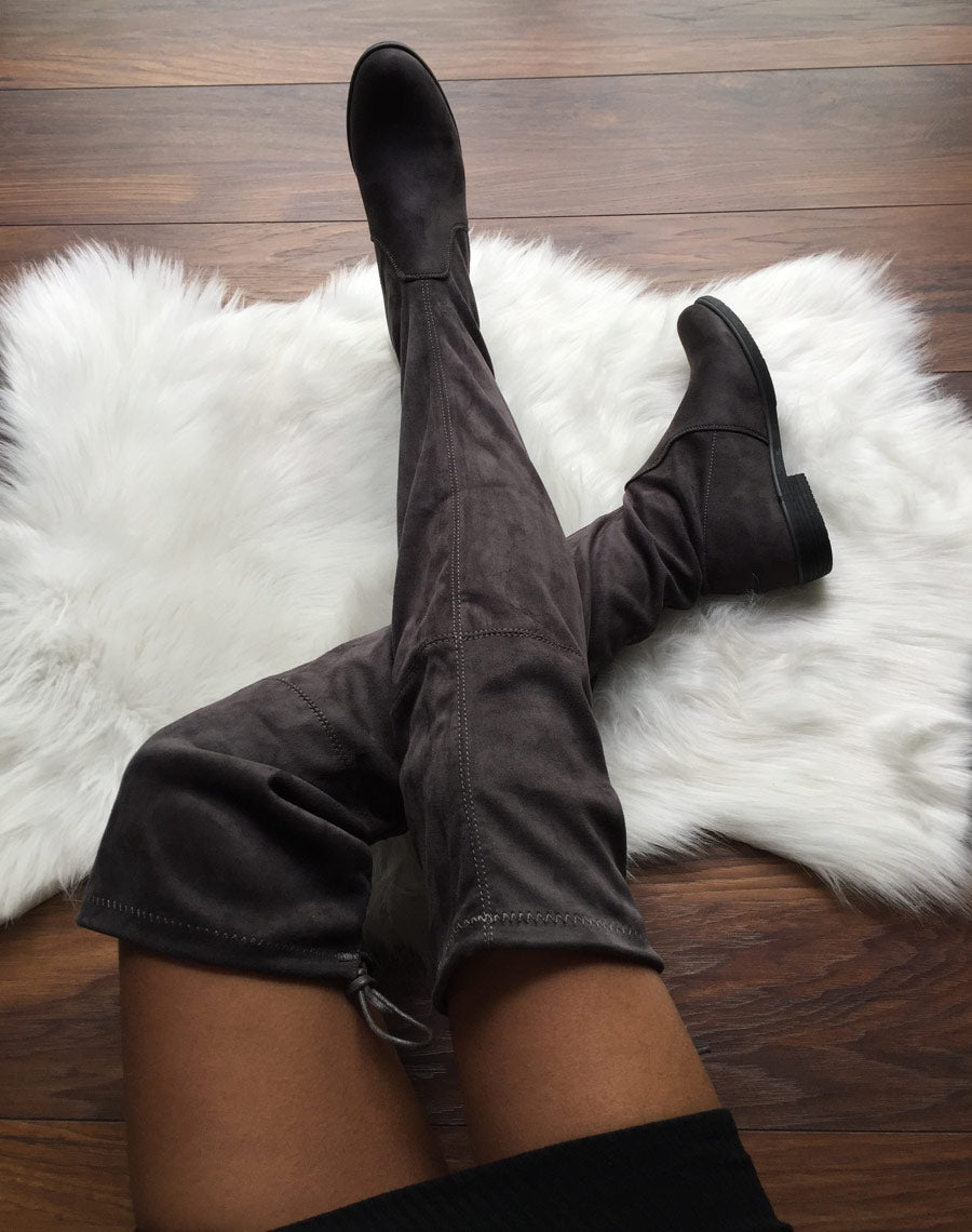 Cuissardes grises en suédine ajustables