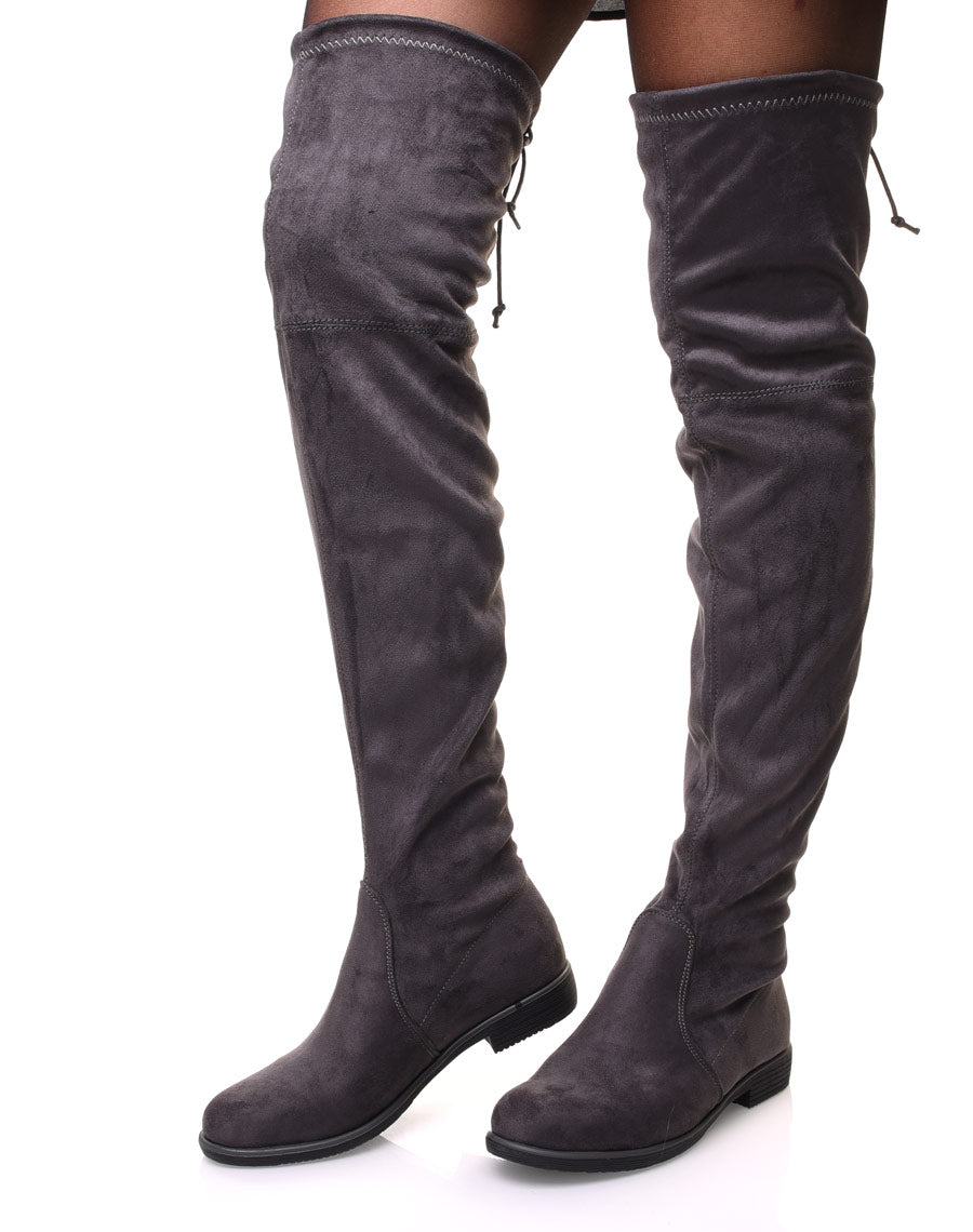 Cuissardes grises en suédine ajustables