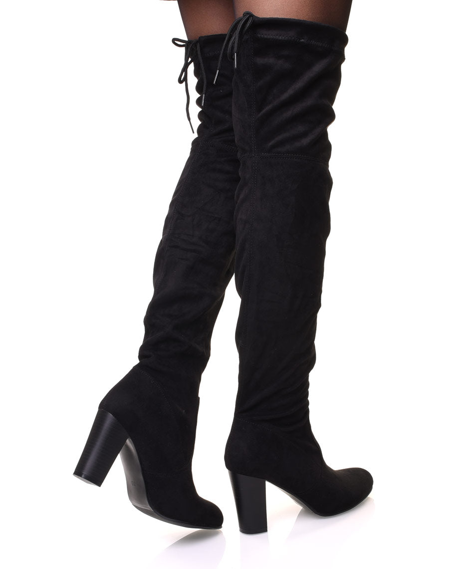 Cuissardes noires ajustables à talons