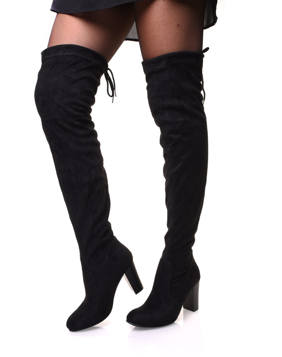 Cuissardes noires ajustables à talons