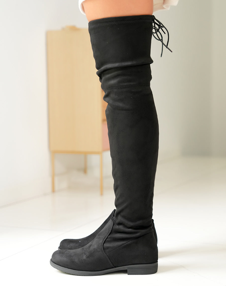 Cuissardes noires en suédine ajustables