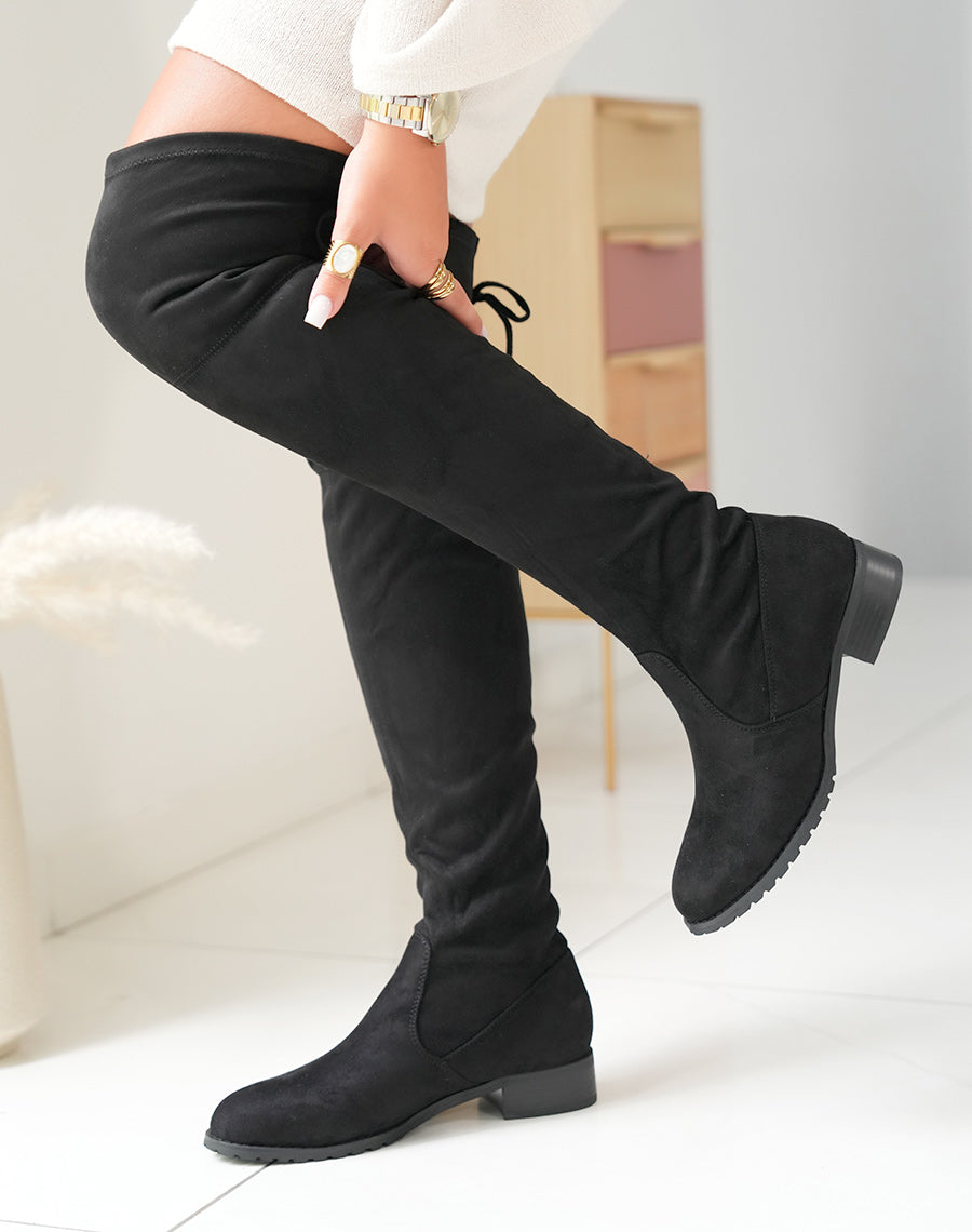 Cuissardes noires en suédine ajustables