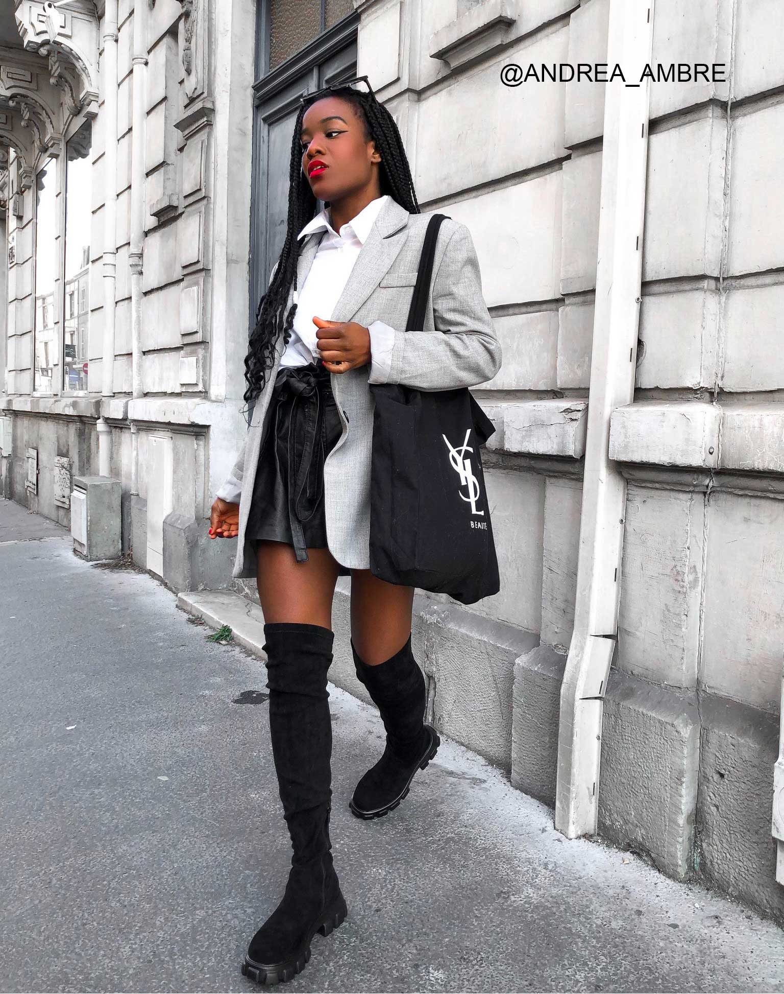 Cuissardes noires en suédine à semelles crantées