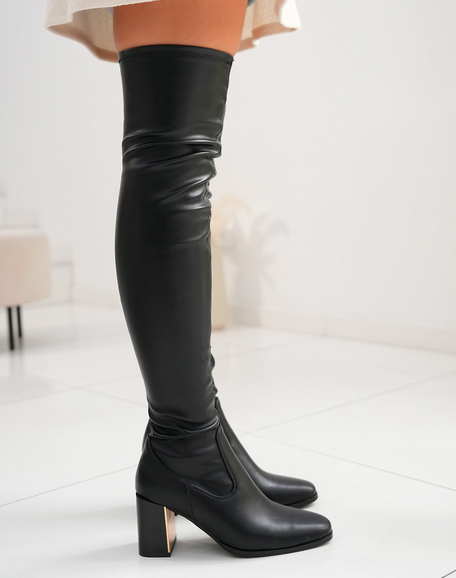 CUISSARDES NOIRES FEMME ? TALON ? DETAIL DOR?