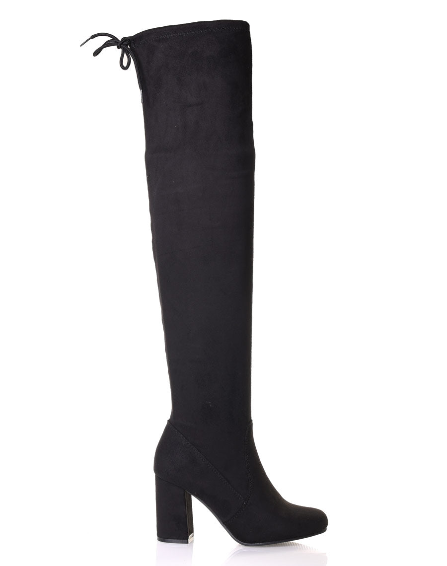 Cuissardes noires suédines à talons