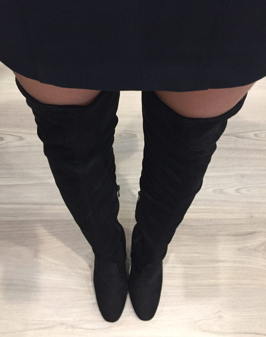 Cuissardes noires à talon transparent