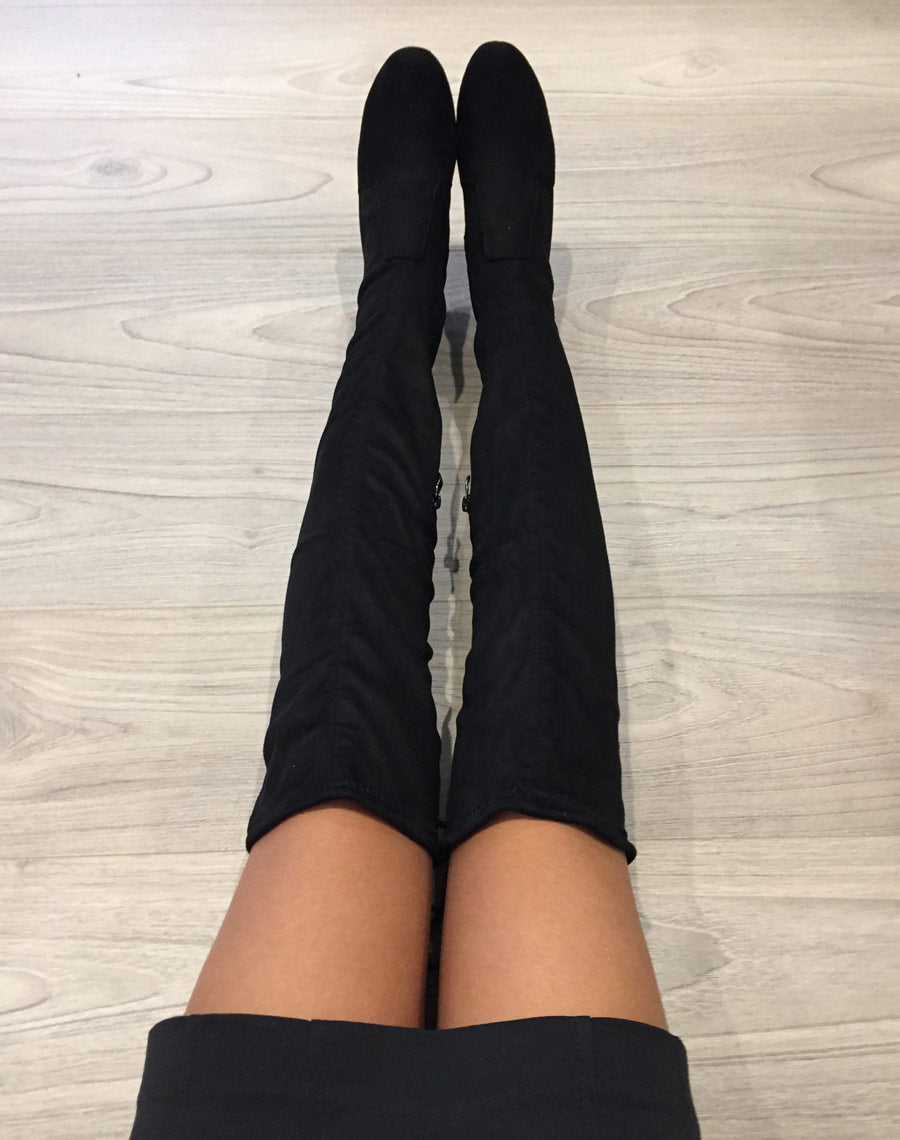 Cuissardes noires à talon transparent