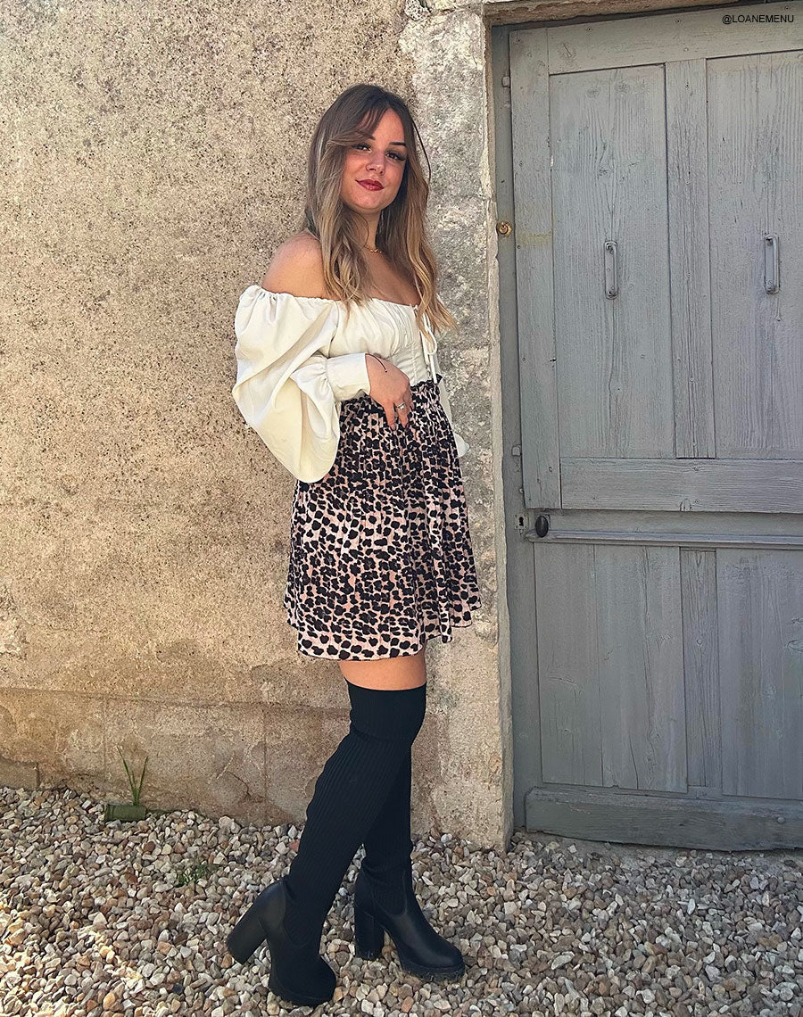 Cuissardes noires à talons effet chaussette