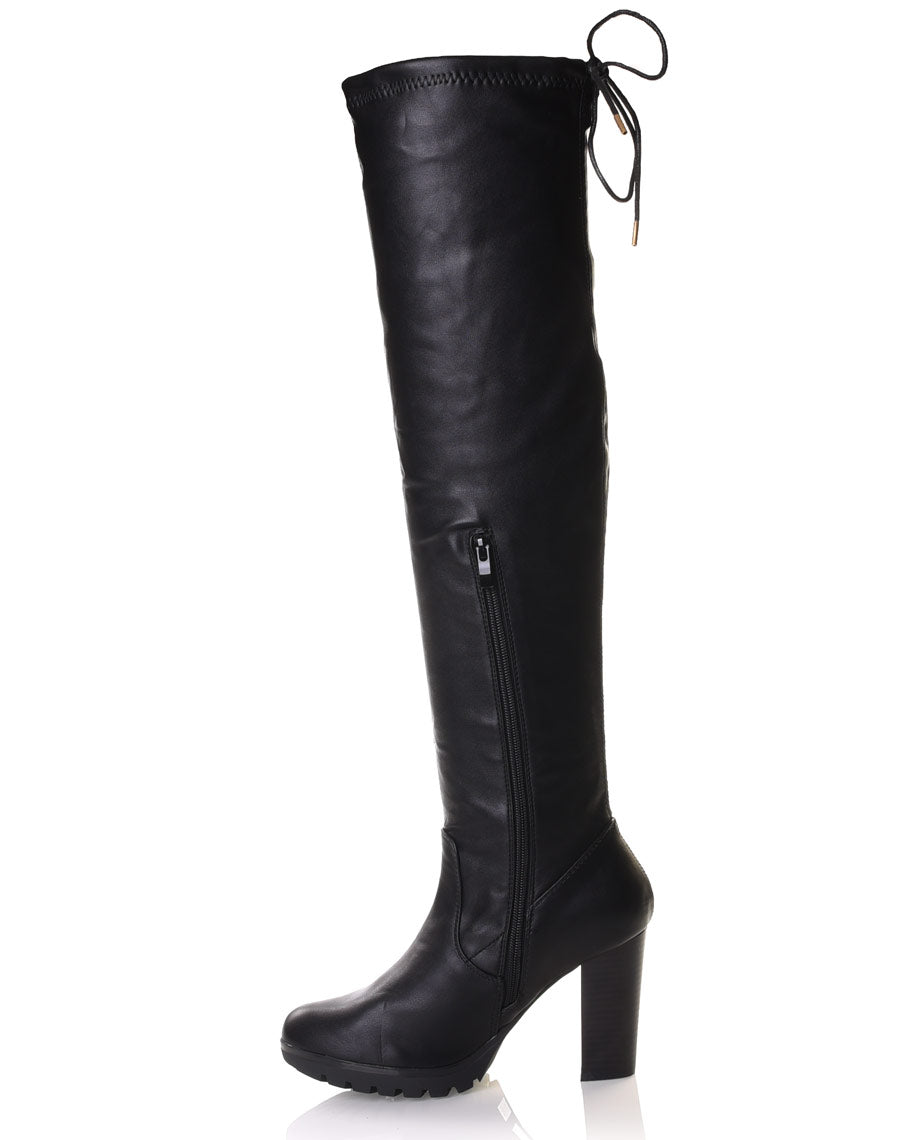 Cuissardes noires à talons hauts