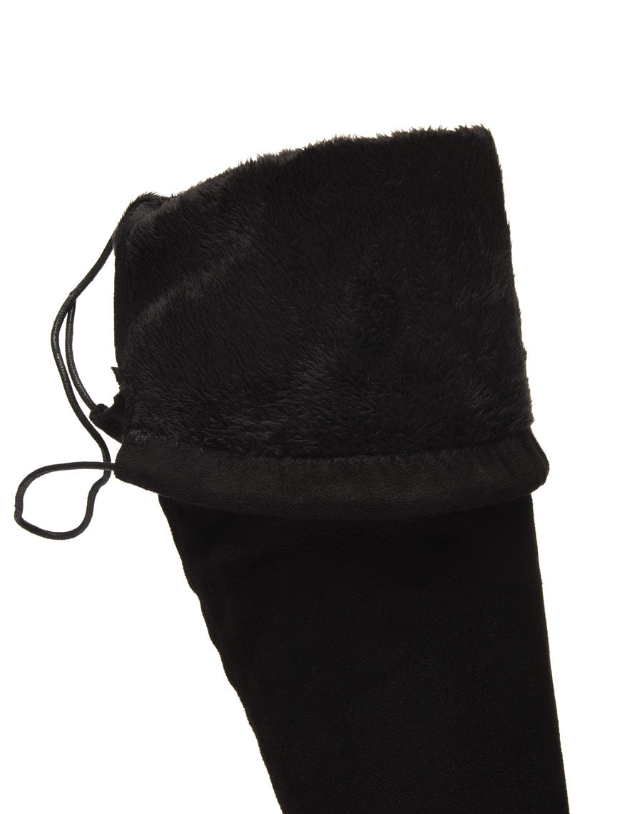 Cuissardes plates noires effet suédine