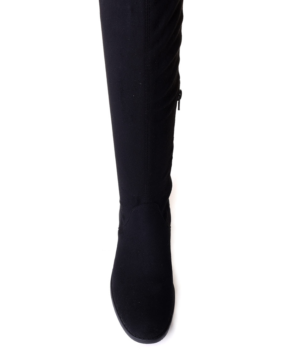 Cuissardes plates noires en suédine