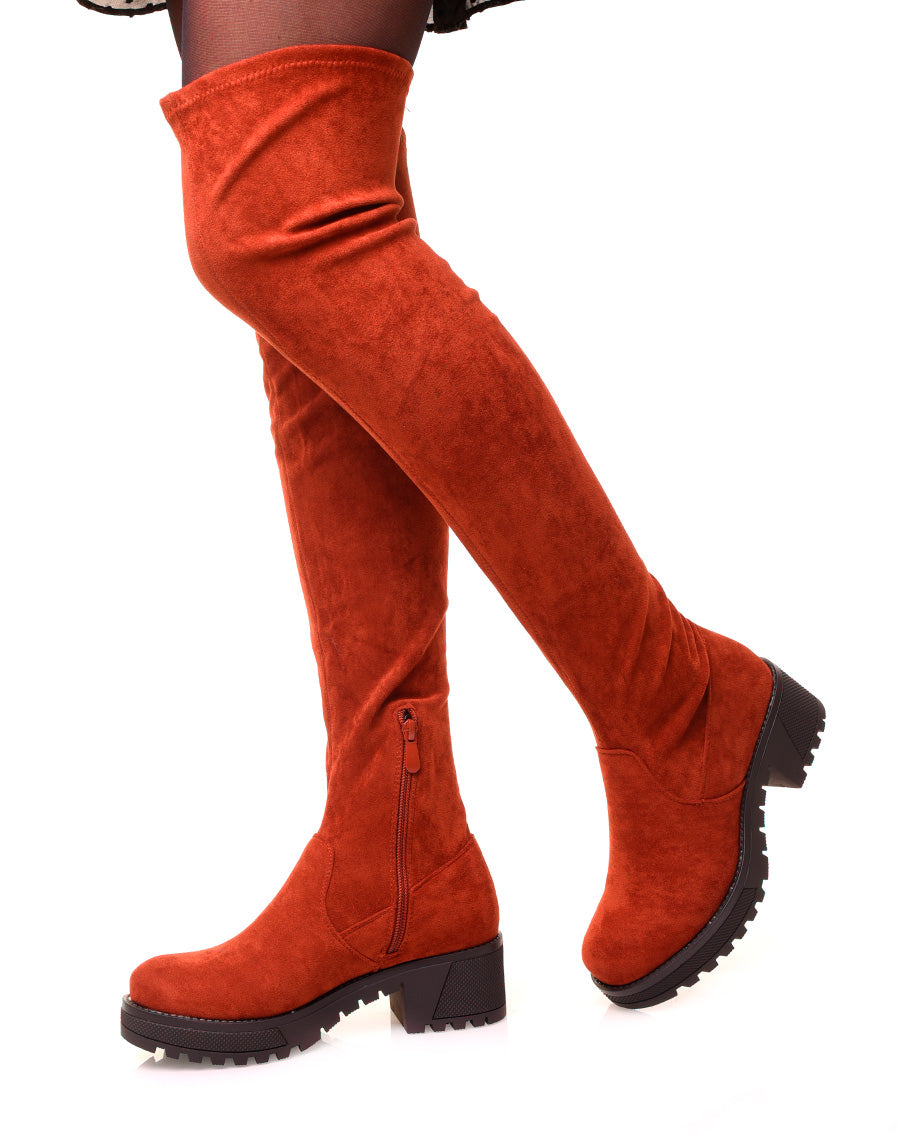 Cuissardes rouille effet suédine